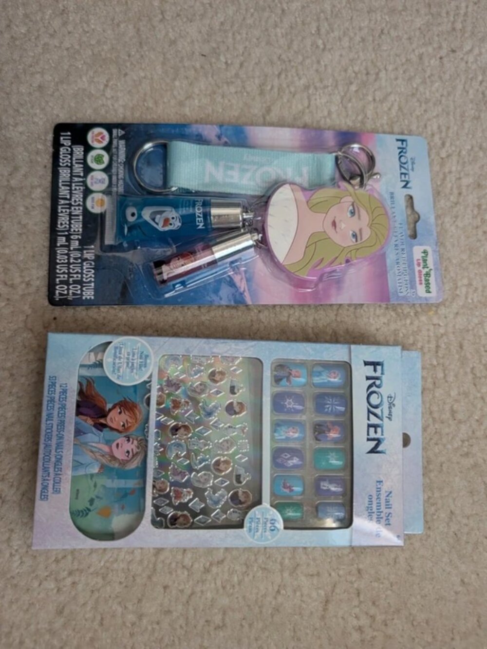 Disney Frozen girl gift set lip gloss keychain press on nails